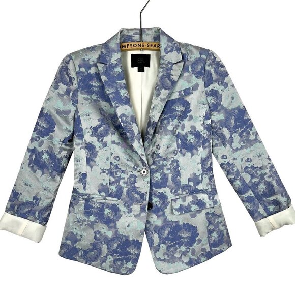 Banana Republic Womens XS Blue Floral Blazer Button-Up Jacket - Picture 1 of 5